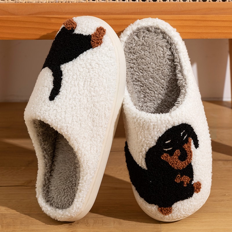 Cartoon Dachshund Dog Slippers For Women Cozy Warm And Lightweight Indoor Winter Slippers 1