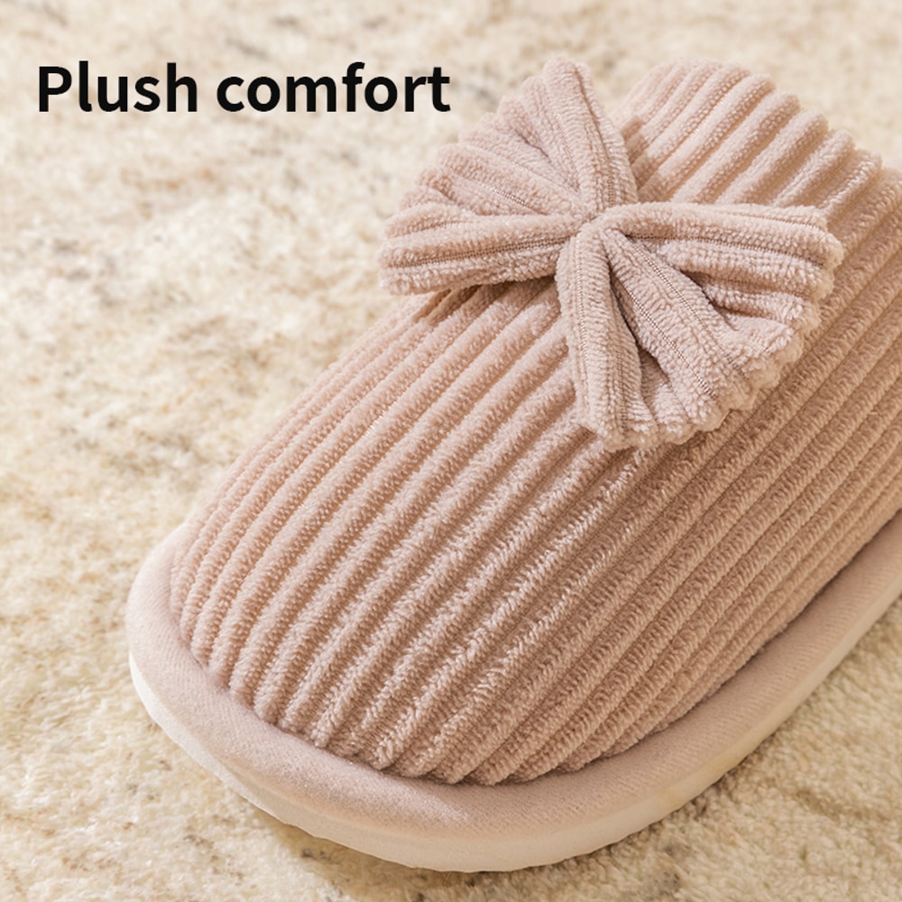Fashionable Womens Bow Slippers Soft Warm And Comfortable Indoor Footwear For Fall Winter 4