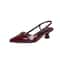 Summer French Wine Red Pointed Patent Leather Mid-Heel Sandals for Women Retro Skinny Heel Overhead Back Empty Shoes