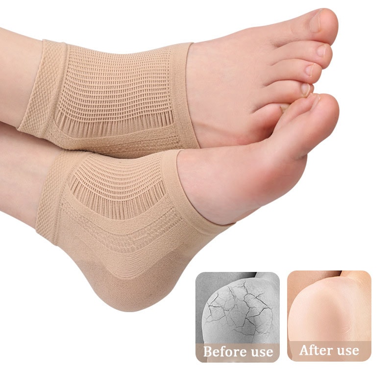 Heel Protector Gel Socks Moisturizing AntiCracking Silicone Foot Cover For Dry Feet Cracked Heels 2