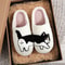 Cow Cat Embroidered Plush Slippers Comfortable & Warm Non-Slip Indoor Woolen Slippers for Men and Women.