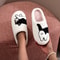 Cow Cat Embroidered Plush Slippers Comfortable & Warm Non-Slip Indoor Woolen Slippers for Men and Women.