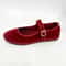 Velvet Ballet Flats For Women Comfortable HandStitched Casual Streetwear Loafers In Solid Red 3