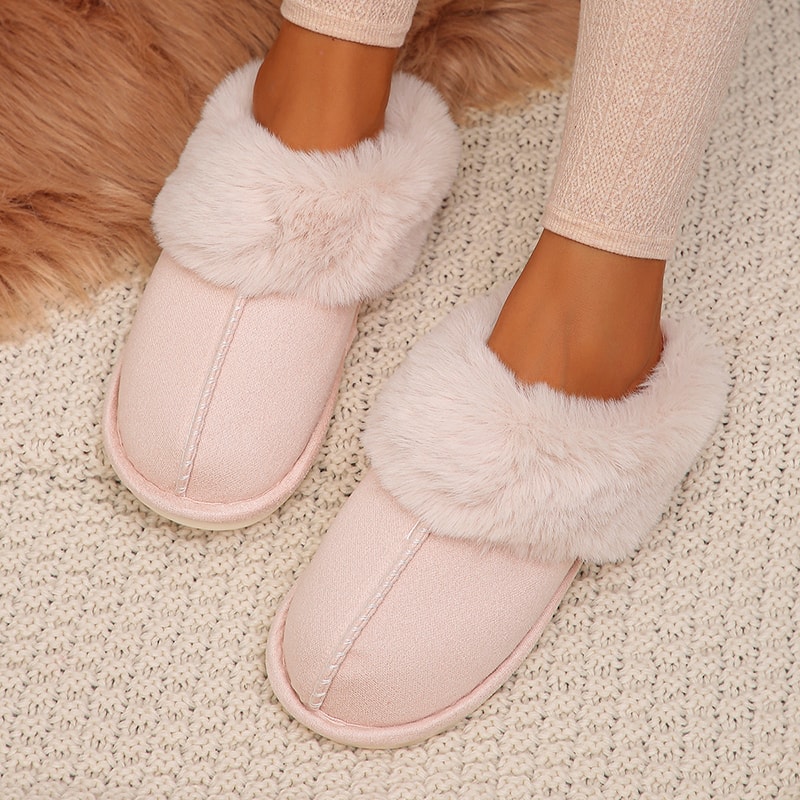 Cozy Faux Fur Winter Slippers For Women Lightweight Closed Toe Cotton Indoor Slides 7