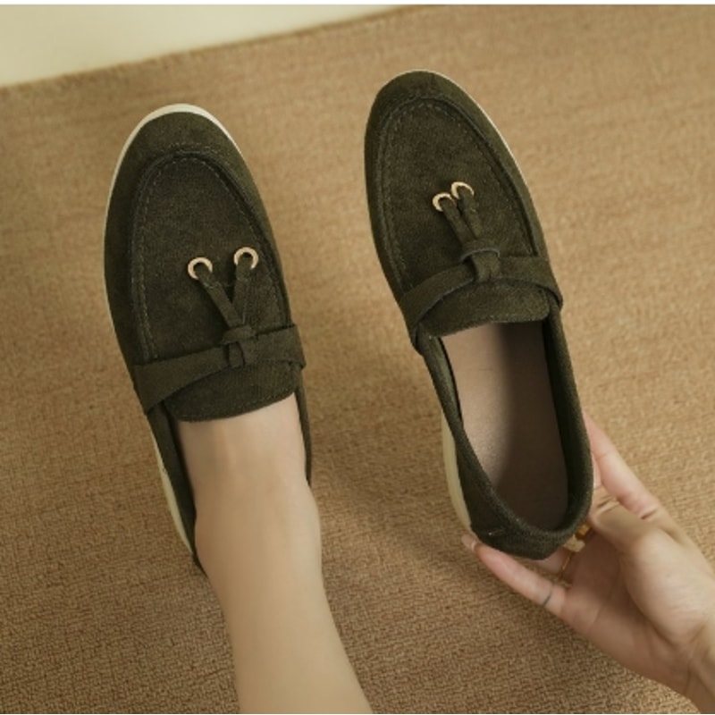 Retro Soft Leather Women Slip On Shoes Thick Sole Comfortable Flat Walking Loafers 6