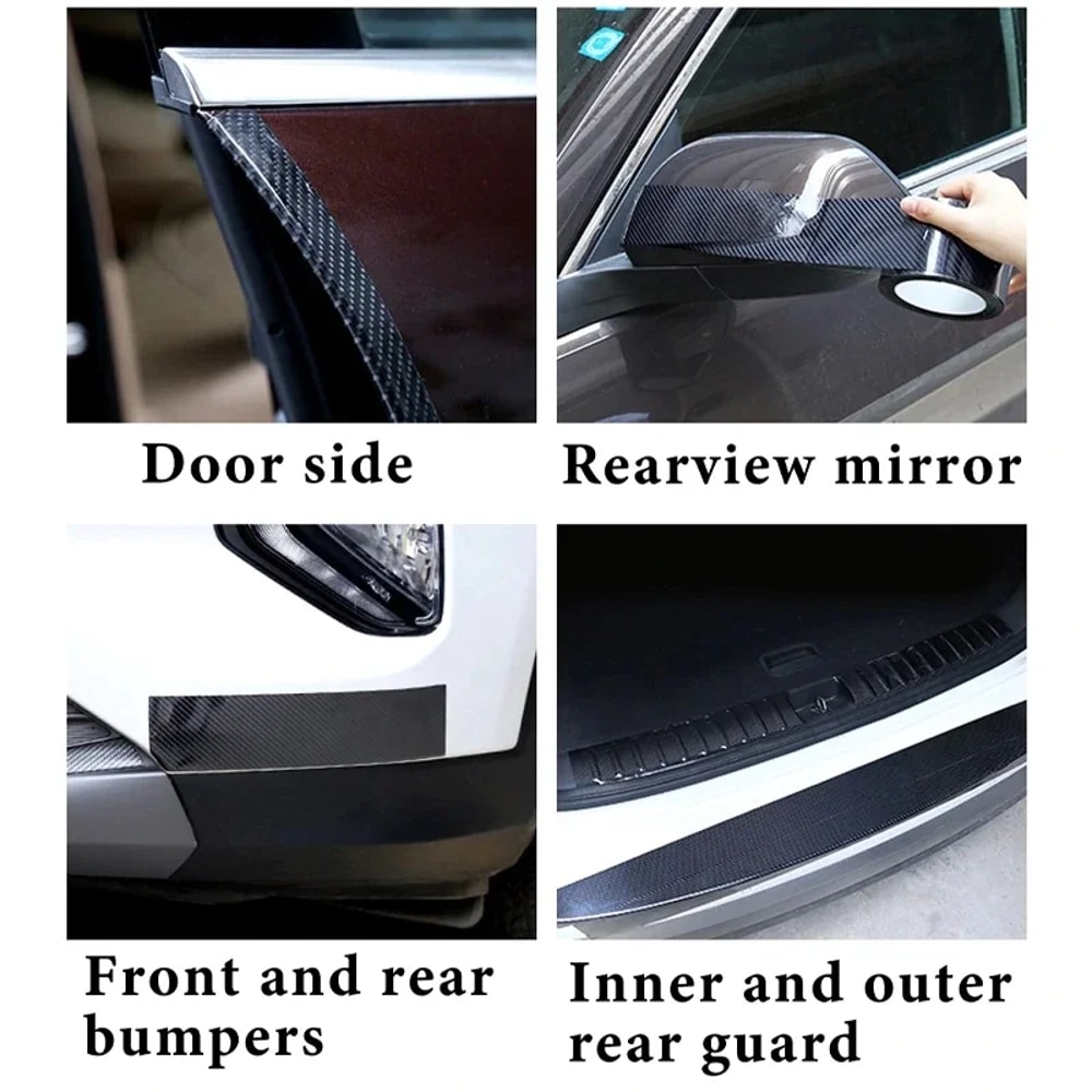 Carbon Fiber Car Sill Sticker Protective Strip AntiScratch Waterproof Rearview Mirror Tape For Vehi 4