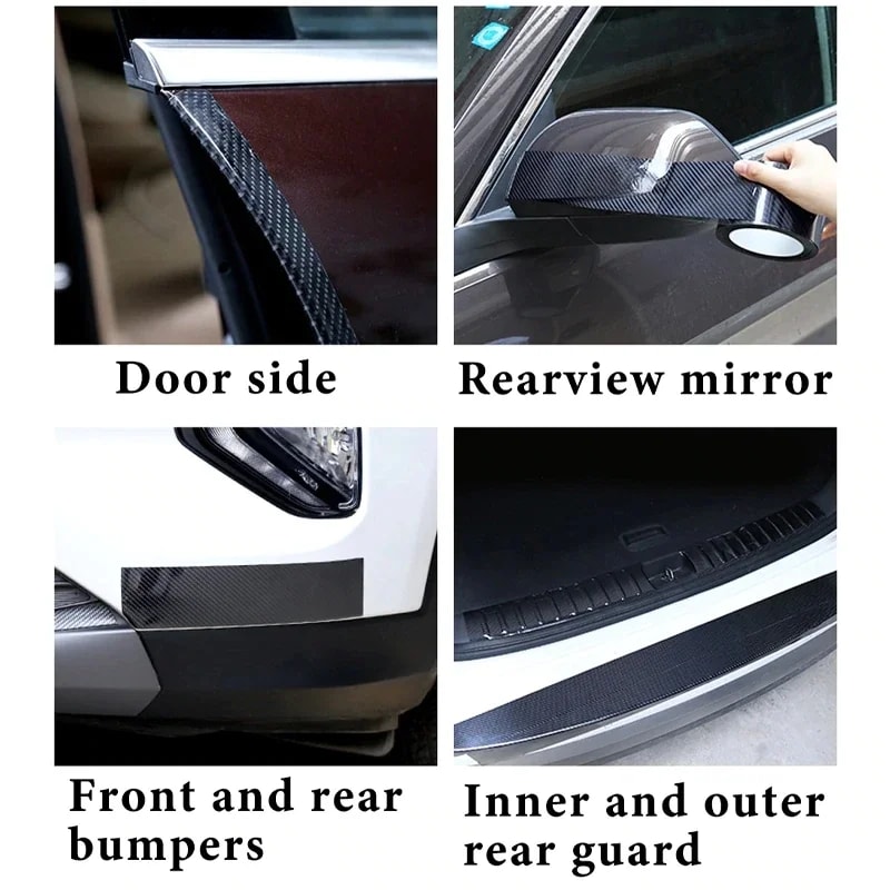 Carbon Fiber Car Sill Sticker Protective Strip AntiScratch Waterproof Rearview Mirror Tape For Vehi 4