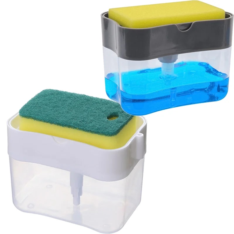 Dish Soap Dispenser With Sponge Holder Liquid Soap Pump For Kitchen Organization 4