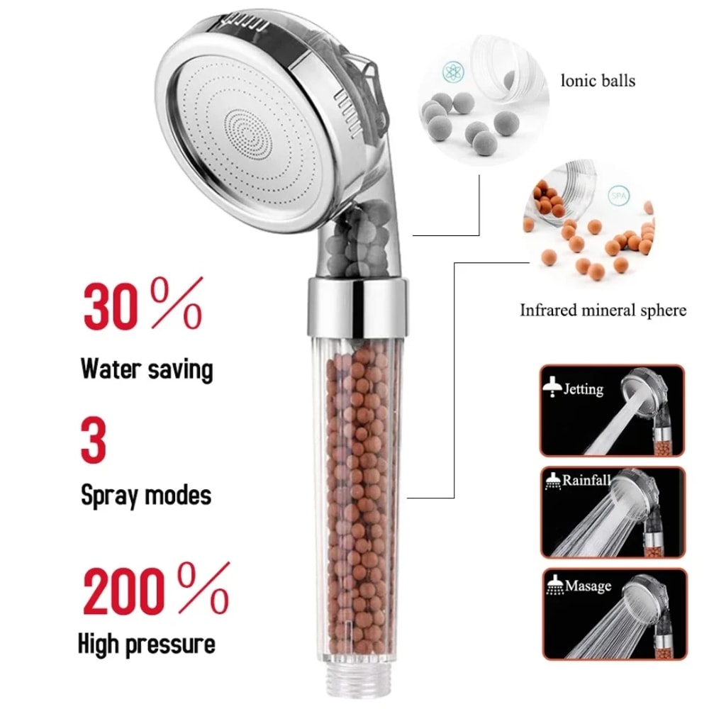 High Pressure Handheld Shower Head Water Saving Anion Filter Rainfall Bathroom Accessory For Ultima 4