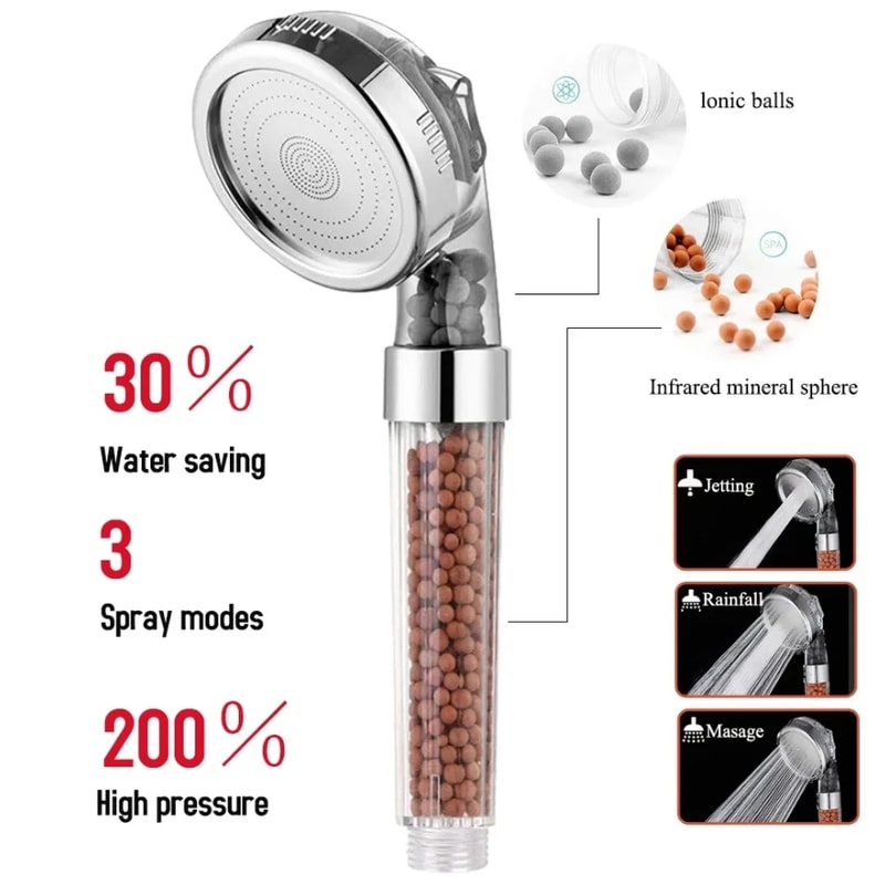 High Pressure Handheld Shower Head Water Saving Anion Filter Rainfall Bathroom Accessory For Ultima 4