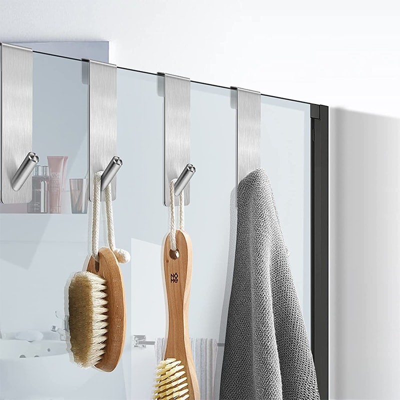 Stainless Steel Over Glass Shower Door Hooks S Shape Towel and Bathrobe Holder Rack for Bathroom