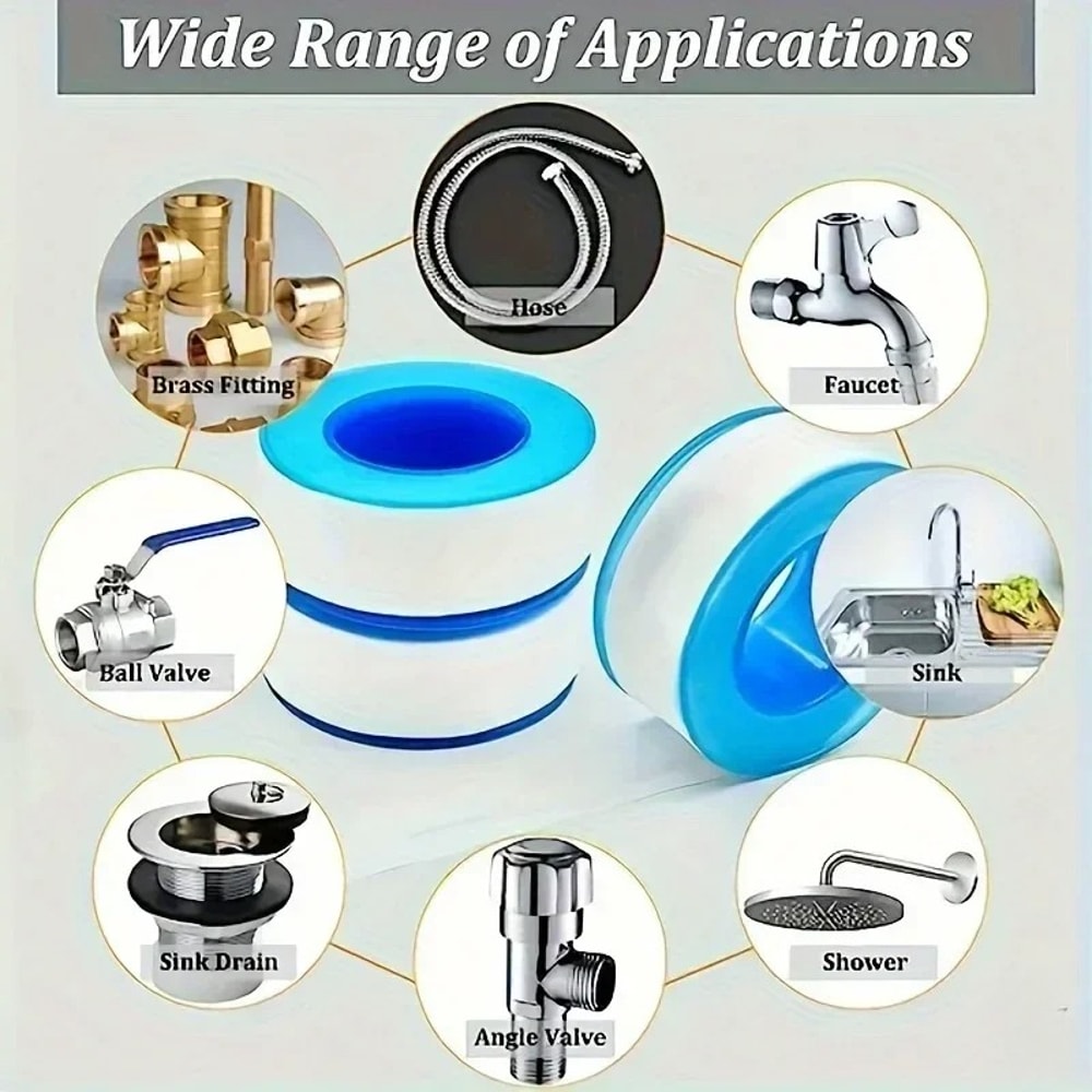 Waterproof Thread Seal Tape Leak-Proof Plumbing Duct Tape for Pipe Fittings, Oil-Free Repair & Adhesives