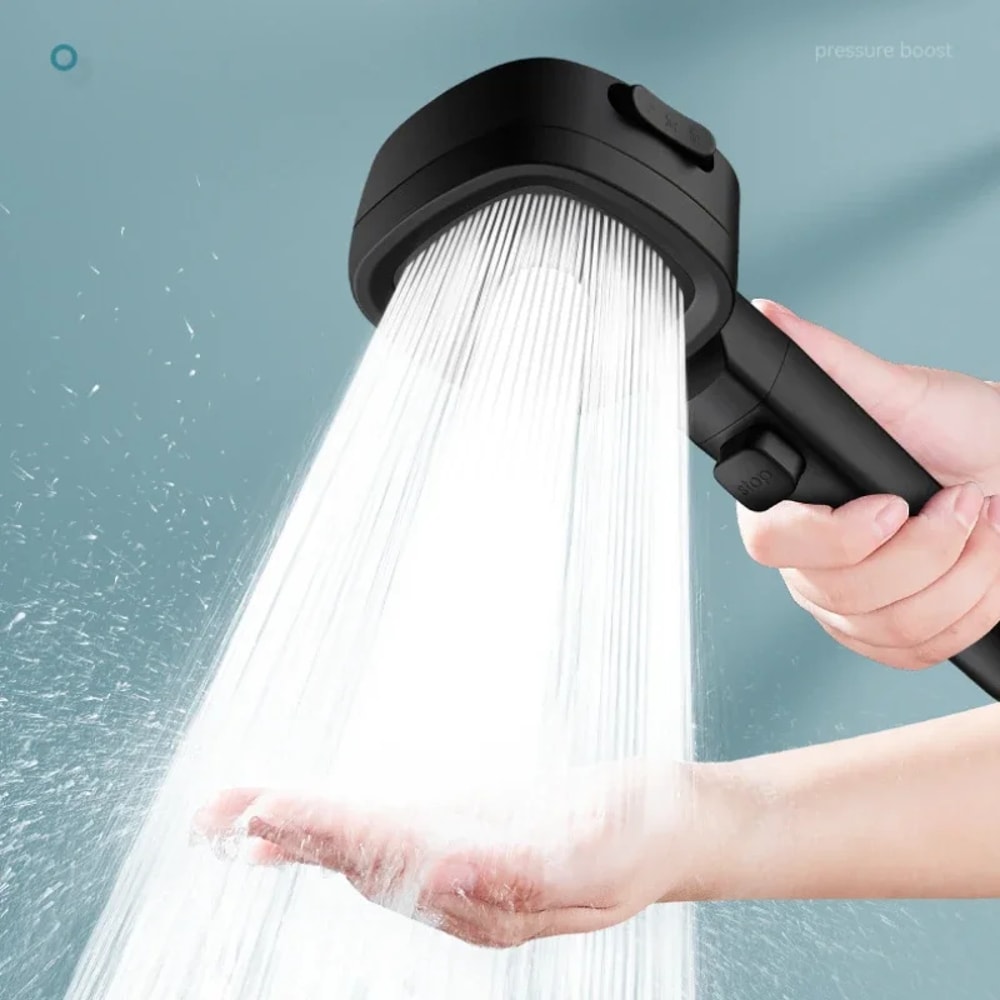 High Pressure Shower Head With Water Saving Modes Adjustable OneKey Stop Massage Sprayer Bathroom A 0