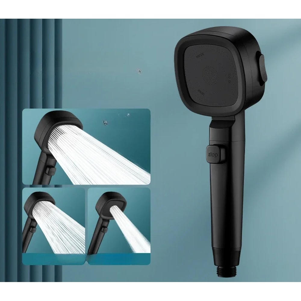 High Pressure Shower Head With Water Saving Modes Adjustable OneKey Stop Massage Sprayer Bathroom A 6
