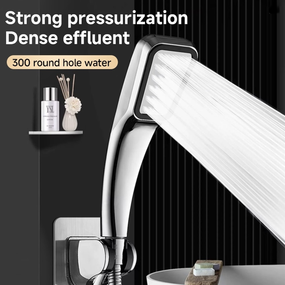 Pressurized Handheld Square Showerhead with Water-Saving Rainfall Spray