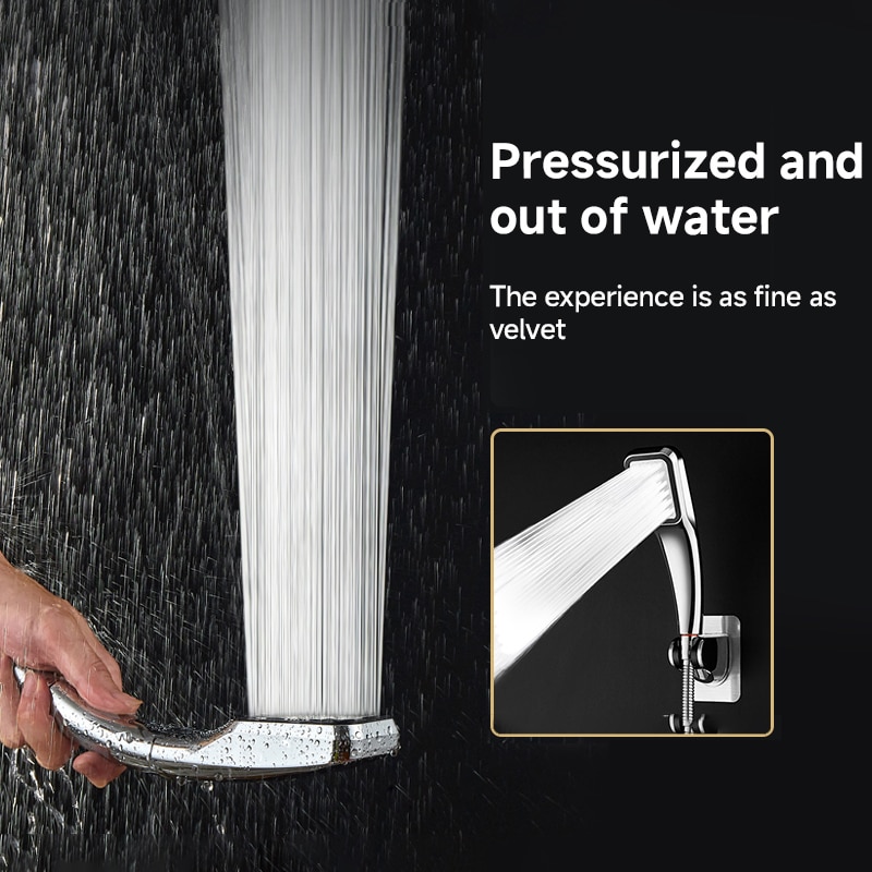 Pressurized Handheld Square Showerhead with Water-Saving Rainfall Spray