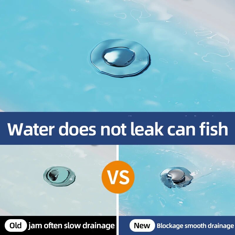 Stainless Steel Washbasin Leak Plug OdorProof Press Type Sink Drain With Bouncing Core 4