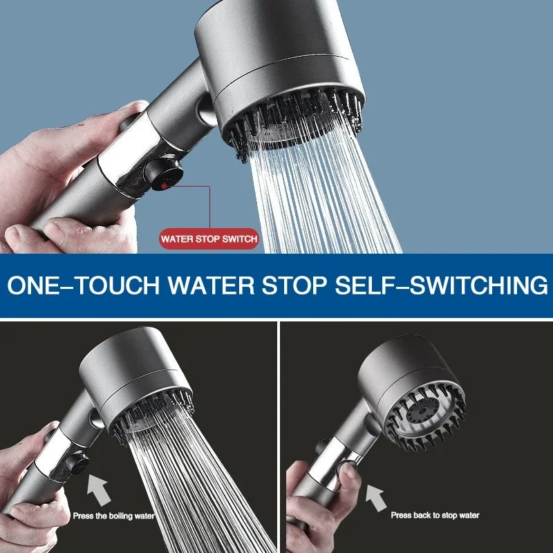 High Pressurized Filter Shower Head With Adjustable Spray Modes Massage Brush For A SpaLike Rain S 3