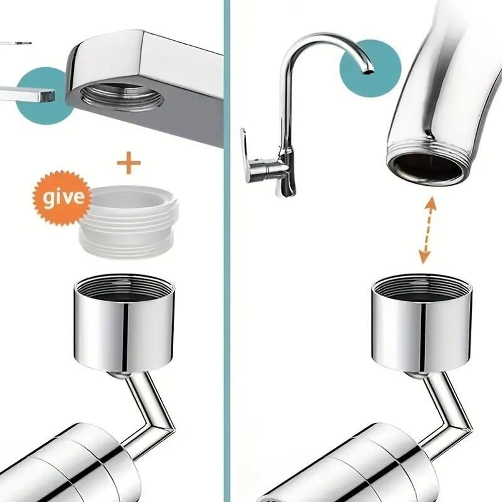 Rotating Faucet Bubbler Universal Splash Proof Faucet Extender for Kitchen & Bathroom