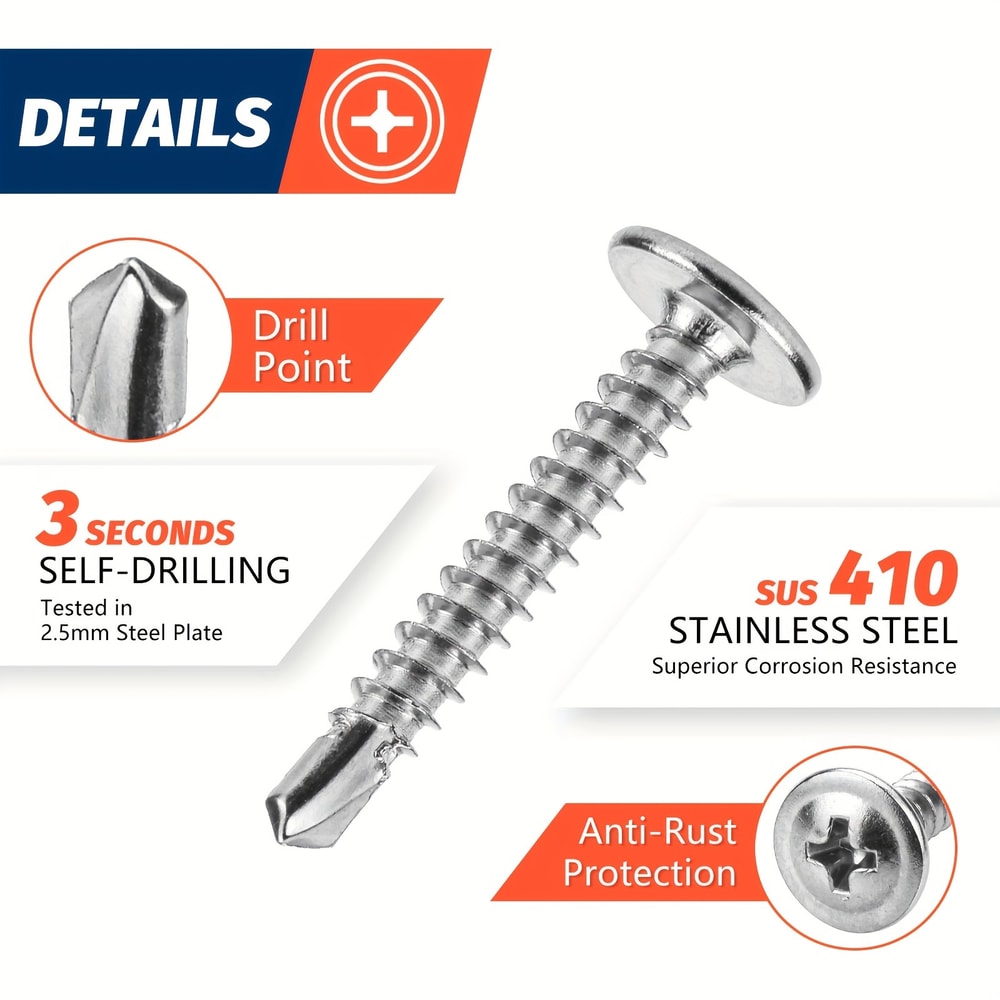 Stainless Steel Self Tapping Screws Kit For Metal Wood Plastic 2