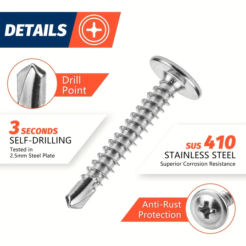 Stainless Steel Self Tapping Screws Kit For Metal Wood Plastic 2
