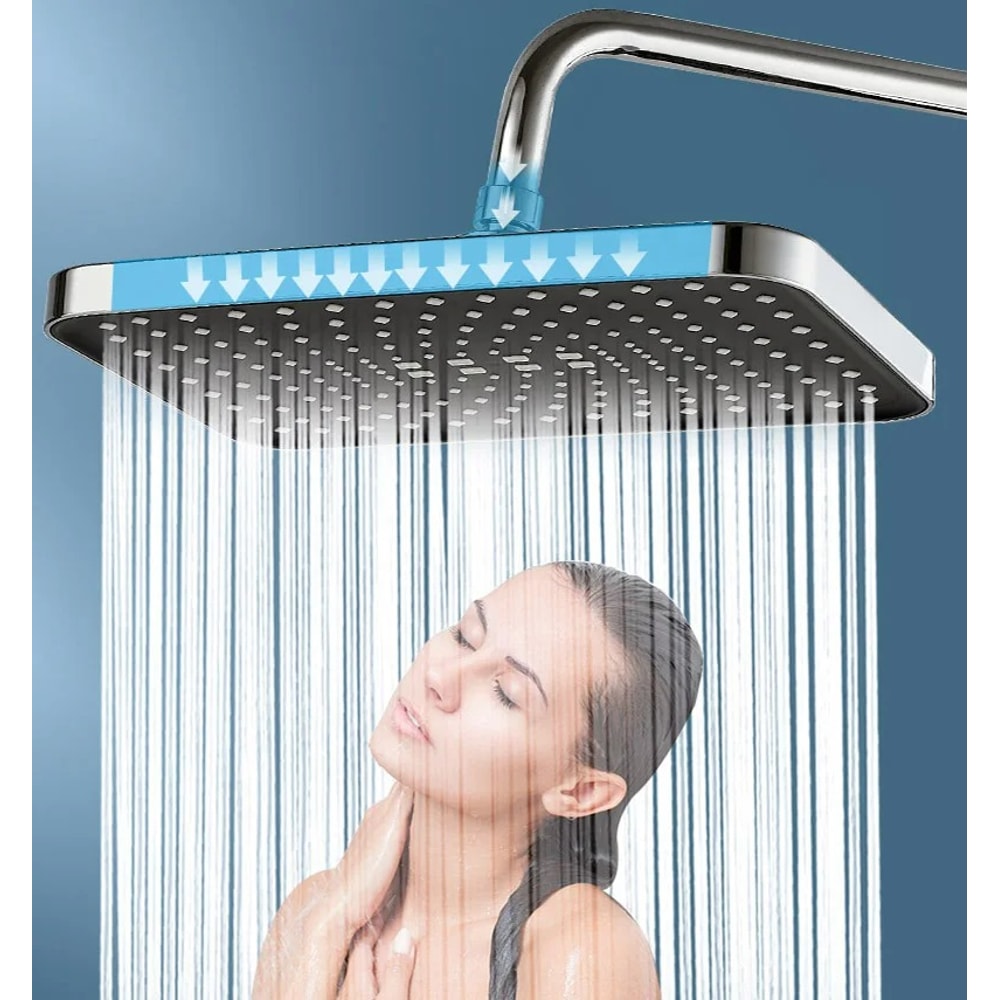 High Pressure Rainfall Shower Head Supercharge Your Shower With Swivel WaterSaving Flow 1