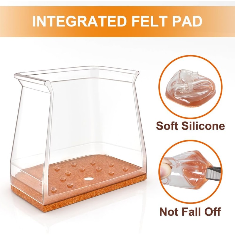 Silicone Chair Leg Floor Protectors for Hardwood Floors Non Slip Furniture Pads Square Chair Leg Caps