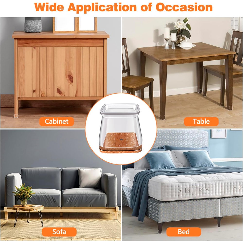 Silicone Chair Leg Floor Protectors for Hardwood Floors Non Slip Furniture Pads Square Chair Leg Caps