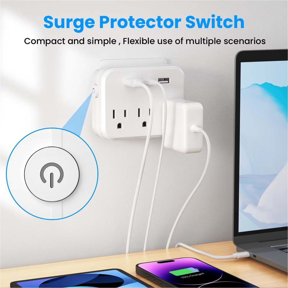 Portable Power Socket With Surge Protector Power Strip And USB Charging Ports 1