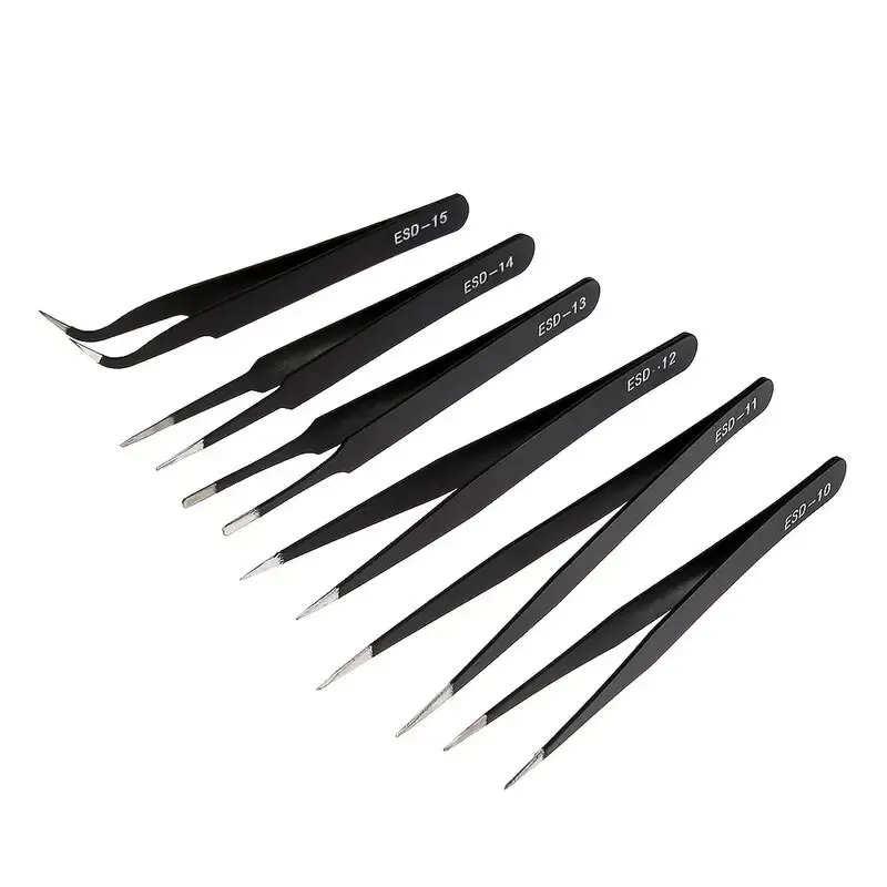 Precision Tweezers Set Anti Static ESD Stainless Steel Electronics Repair Tweezers Kit