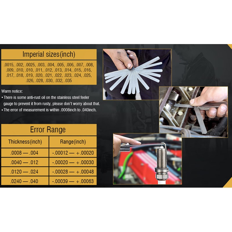 Professional Blade Feeler Gauge Set Stainless Steel Dual Metric & Gap Measuring Tool