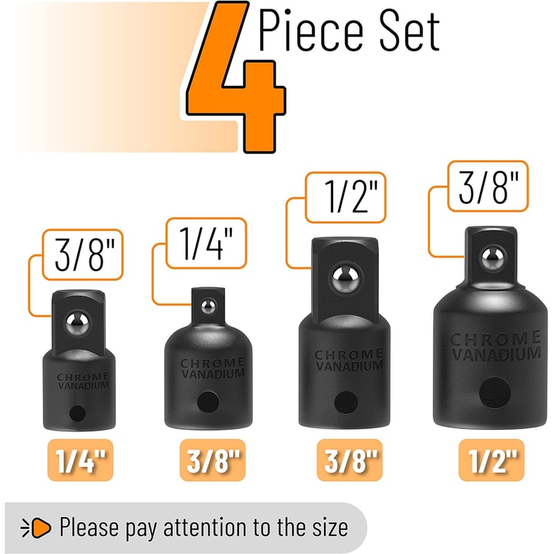 Impact Socket Adapter Set for Wrenches & Drills