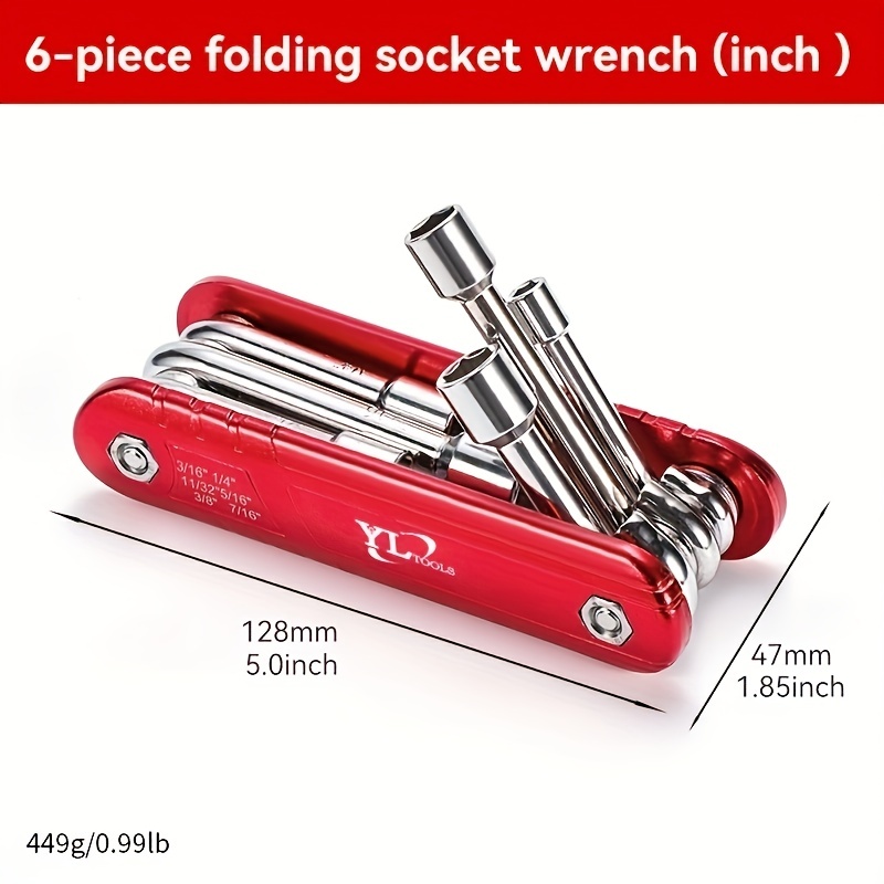Portable Multifunction Tool Set with Folding Socket Wrench Compact Kit