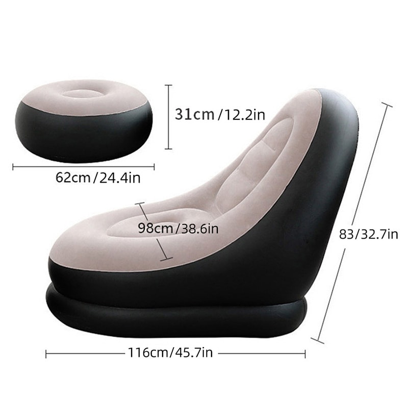 Portable Inflatable Sofa Chair Soft Flocked Inflatable Lounge Chair Foldable Lazy Air Sofa for Indoor Outdoor Relaxing
