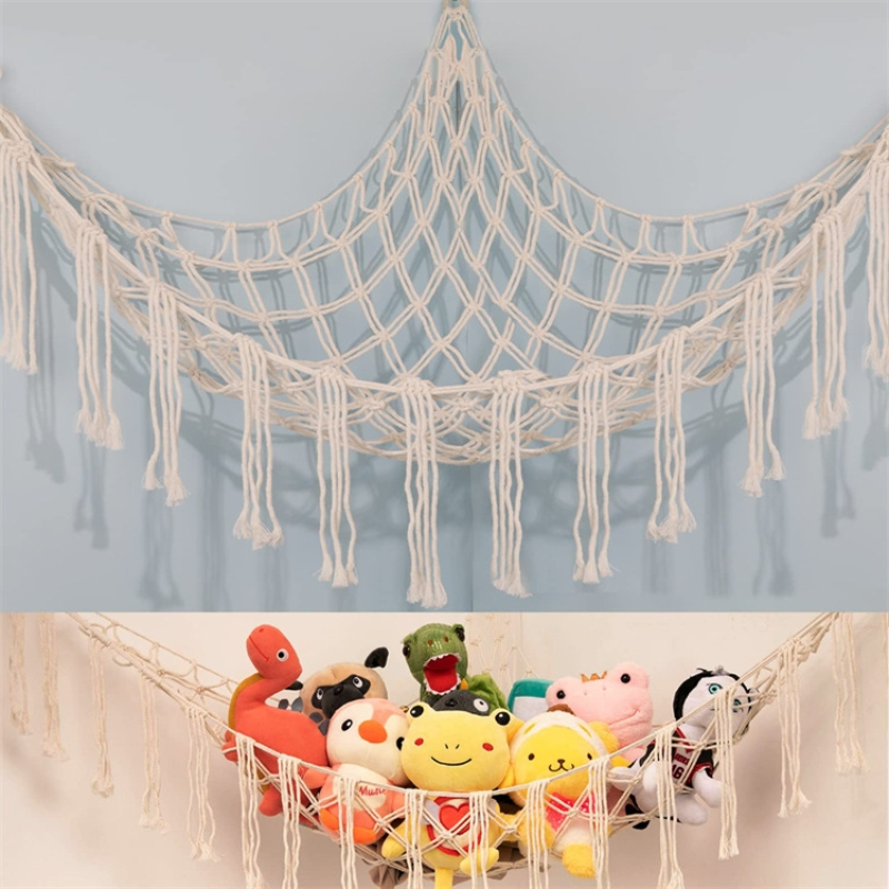 Handwoven Toy Hammock Corner Storage Net For Stuffed Animals And Dolls 0
