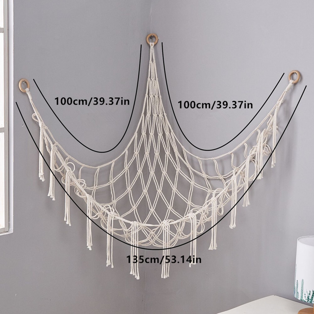 Handwoven Toy Hammock Corner Storage Net For Stuffed Animals And Dolls 1