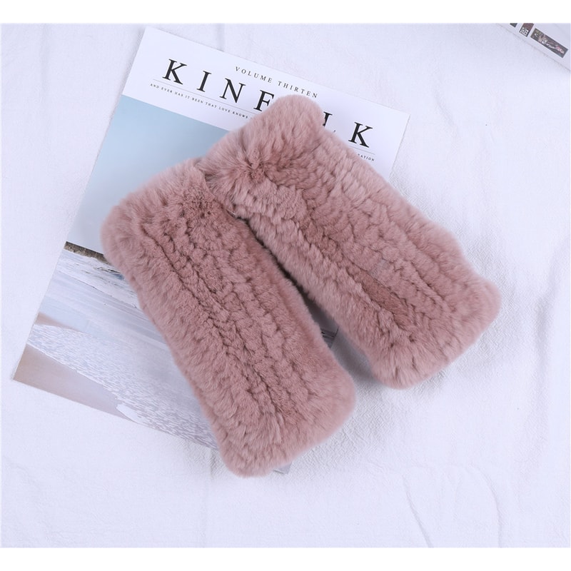 Luxury Rabbit Fur Fingerless Gloves For Women Soft Winter Wrist Warmers And Fashion Mittens 2
