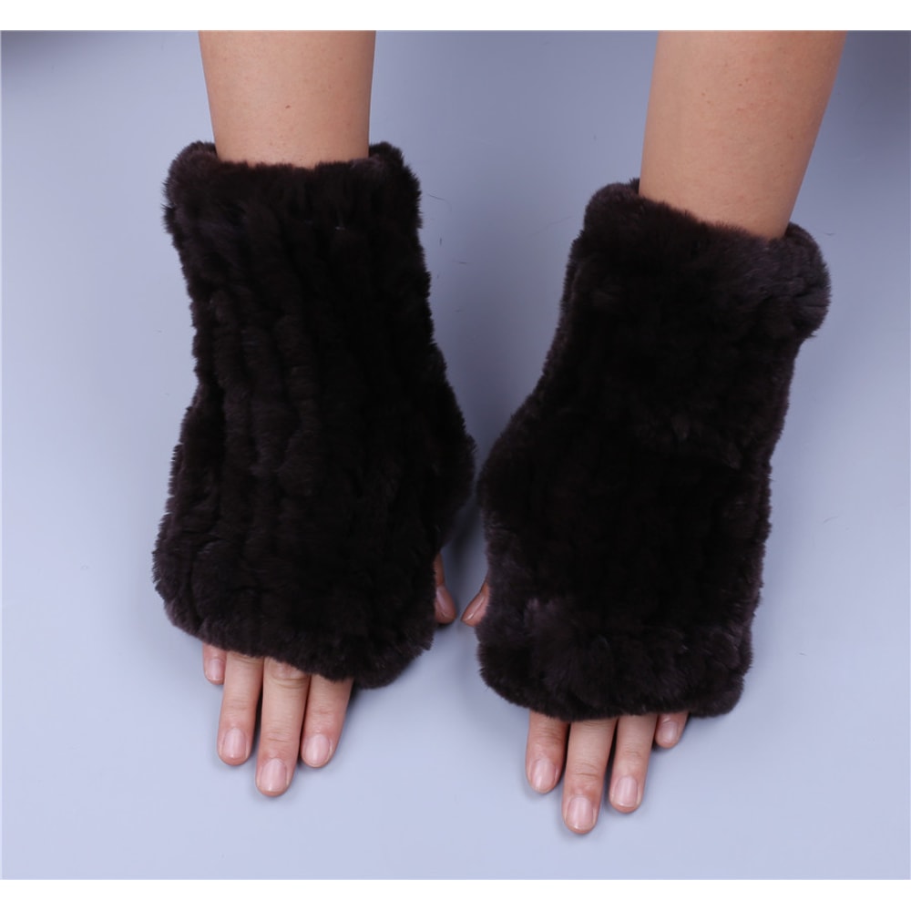 Luxury Rabbit Fur Fingerless Gloves For Women Soft Winter Wrist Warmers And Fashion Mittens 4