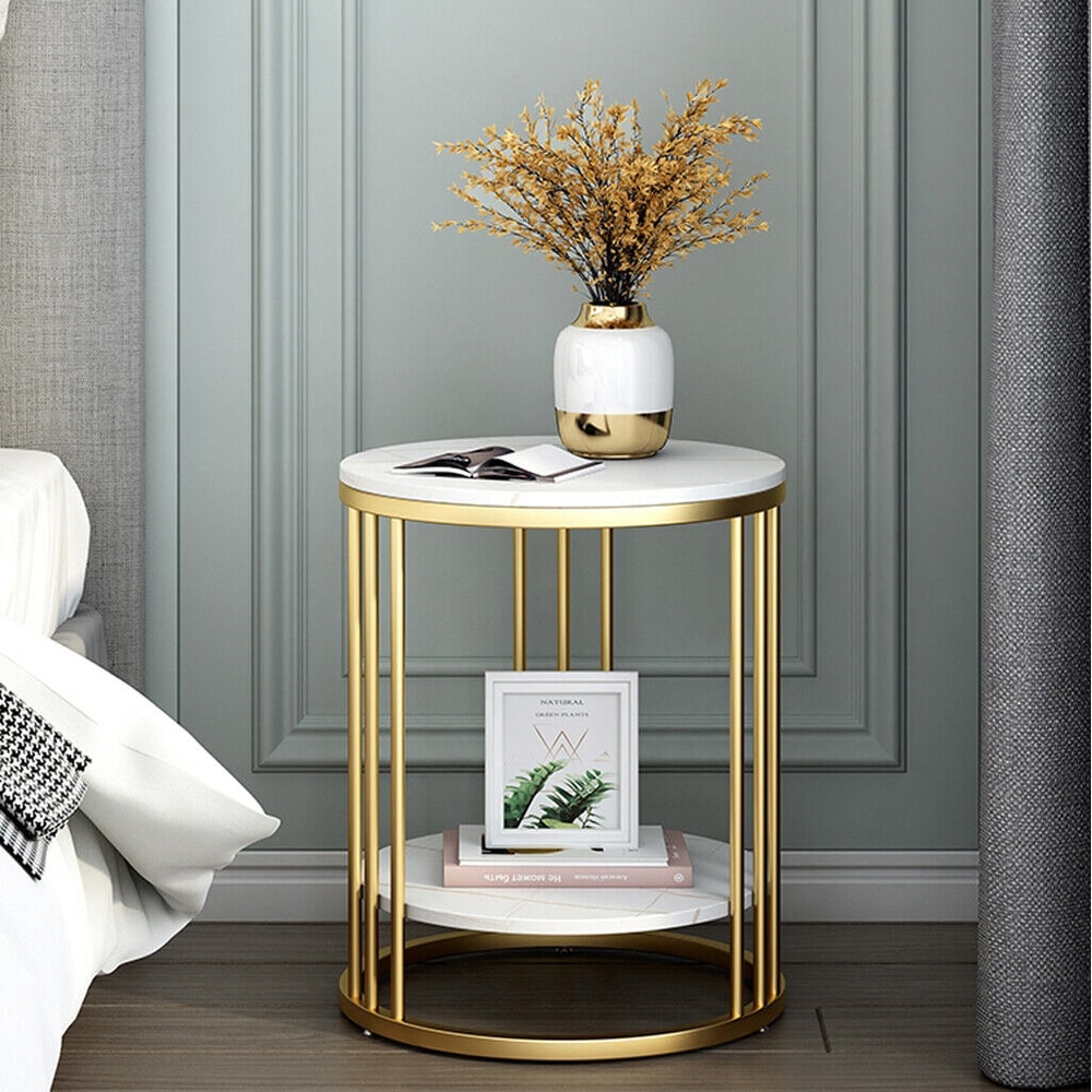 Side Table Round Coffee Table With Hidden Jewelry Storage Modern Nightstand Accent Table 2