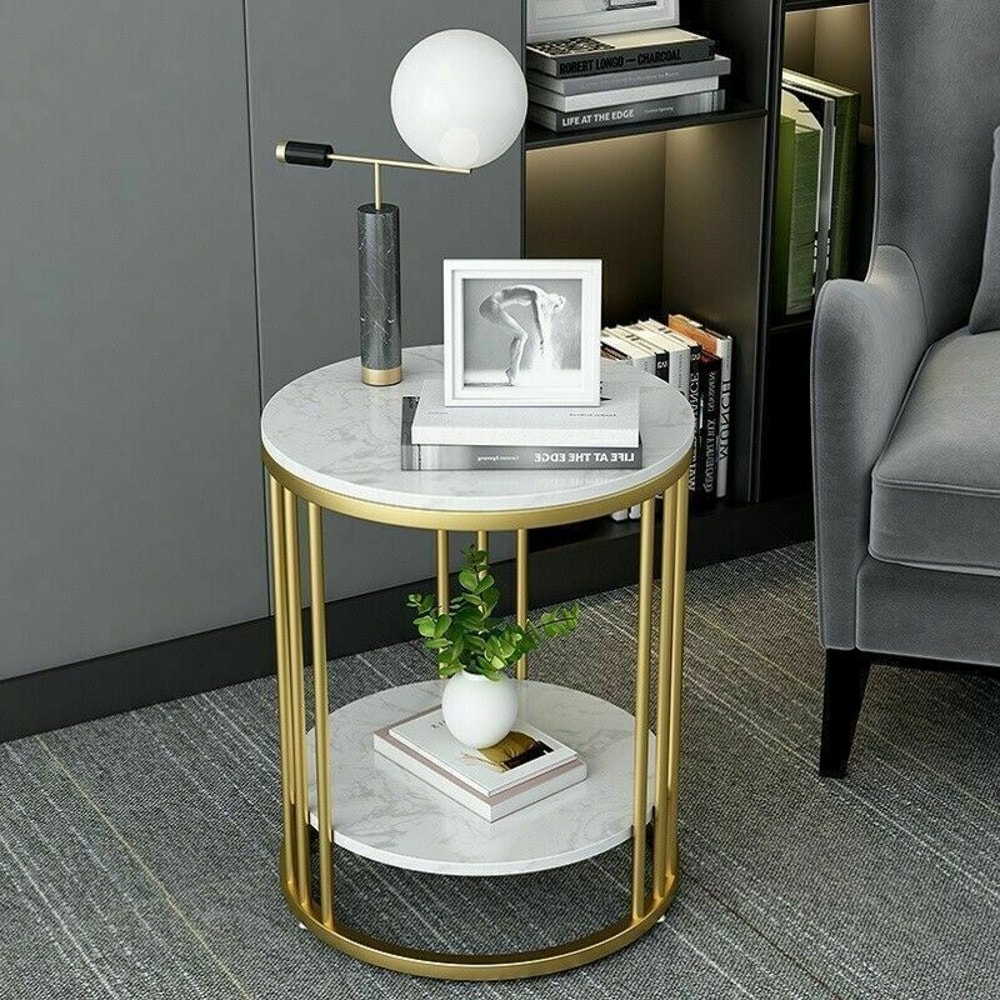 Side Table Round Coffee Table With Hidden Jewelry Storage Modern Nightstand Accent Table 3