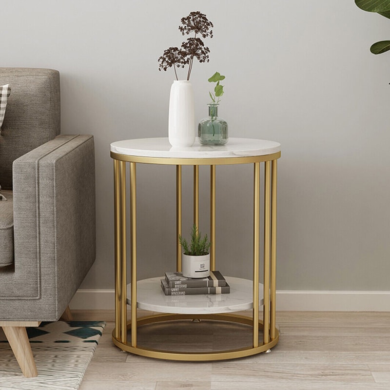 Side Table Round Coffee Table With Hidden Jewelry Storage Modern Nightstand Accent Table 5