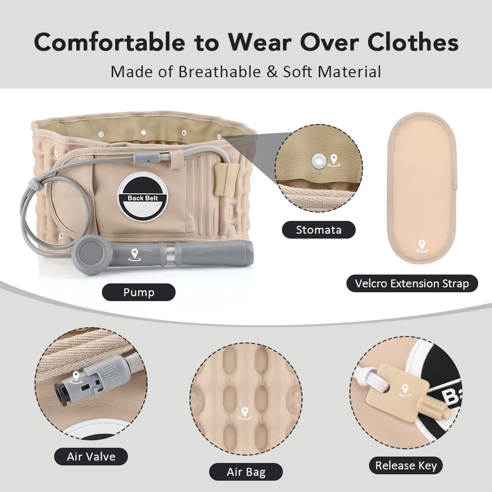 Inflatable Back Support Belt with Air Pump Low Back & Lumbar Support, Spinal Traction for Pain Relief