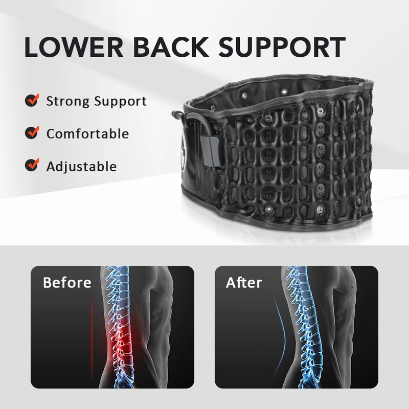 Inflatable Back Support Belt with Air Pump Low Back & Lumbar Support, Spinal Traction for Pain Relief