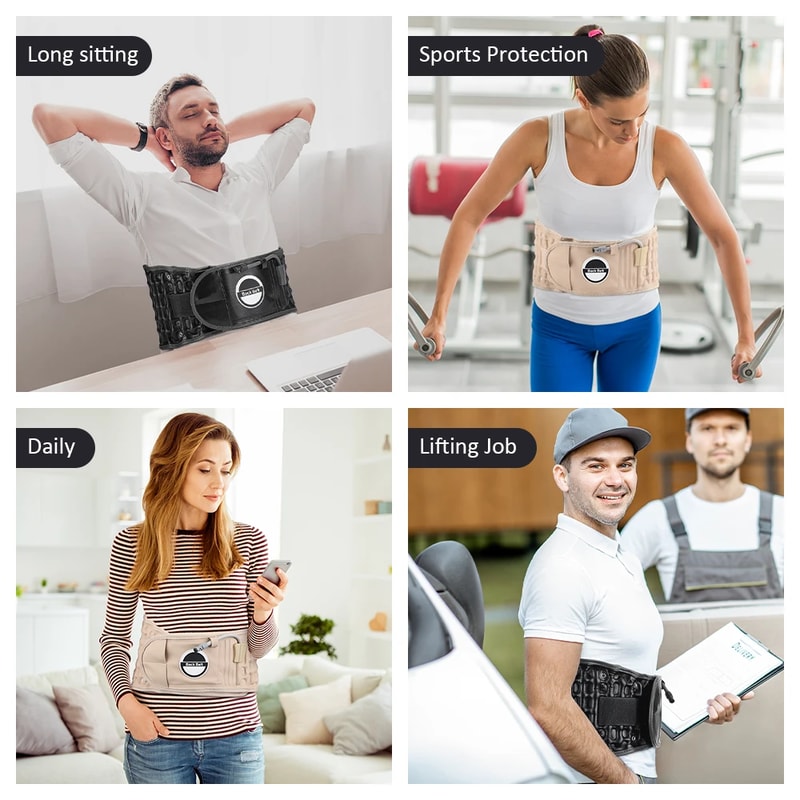 Inflatable Back Support Belt with Air Pump Low Back & Lumbar Support, Spinal Traction for Pain Relief