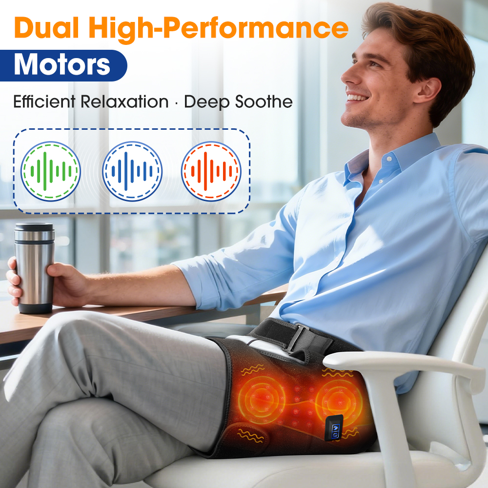 Cordless Heated Hip Support Brace with Massager for Sciatica Pain Relief & Lower Back Therapy