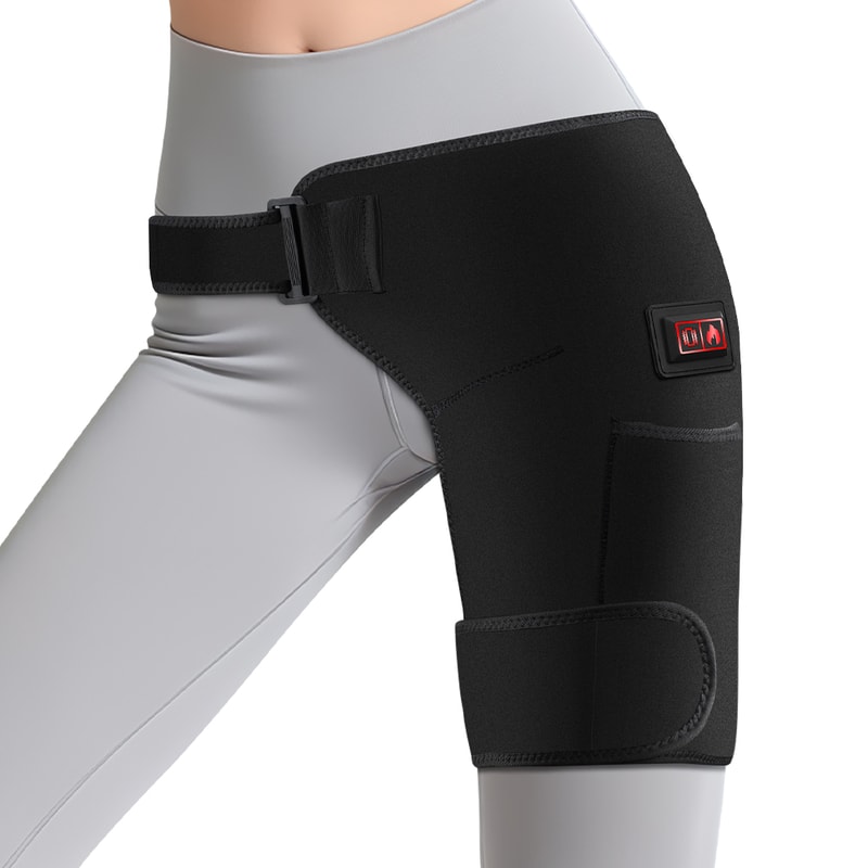Cordless Heated Hip Support Brace with Massager for Sciatica Pain Relief & Lower Back Therapy