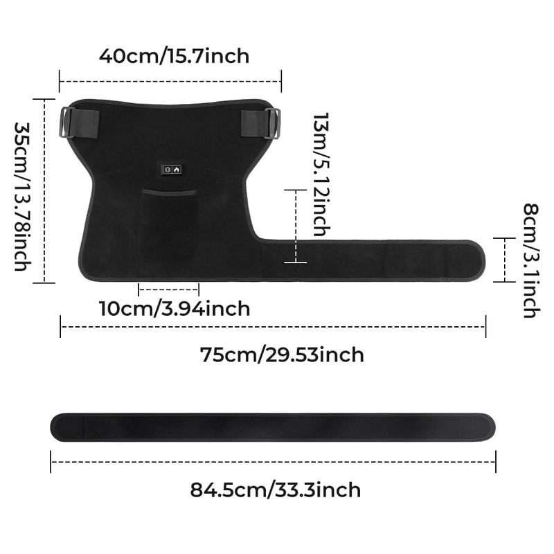 Cordless Heated Hip Support Brace with Massager for Sciatica Pain Relief & Lower Back Therapy