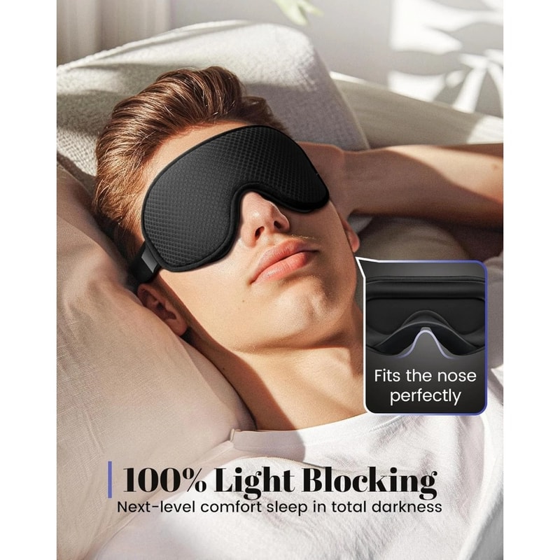 Breathable Sleep Mask Comfortable Blackout Eye Mask with Noise Cancelling Earplugs
