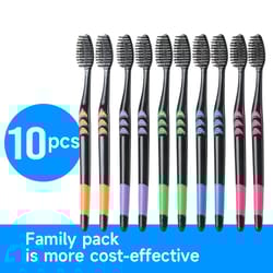 family pack bamboo charcoal toothbrushes eco-friendly soft bristles for travel