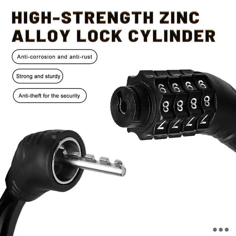 Portable Digital Code Anti-Theft Bicycle Cable Lock Stainless Steel Security Combination Padlock